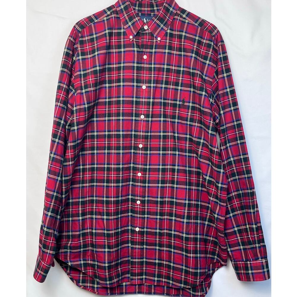 Ralph Lauren Men Lge Tall Red/Black Tartan Print Long Sleeve Casual Preppy Shirt